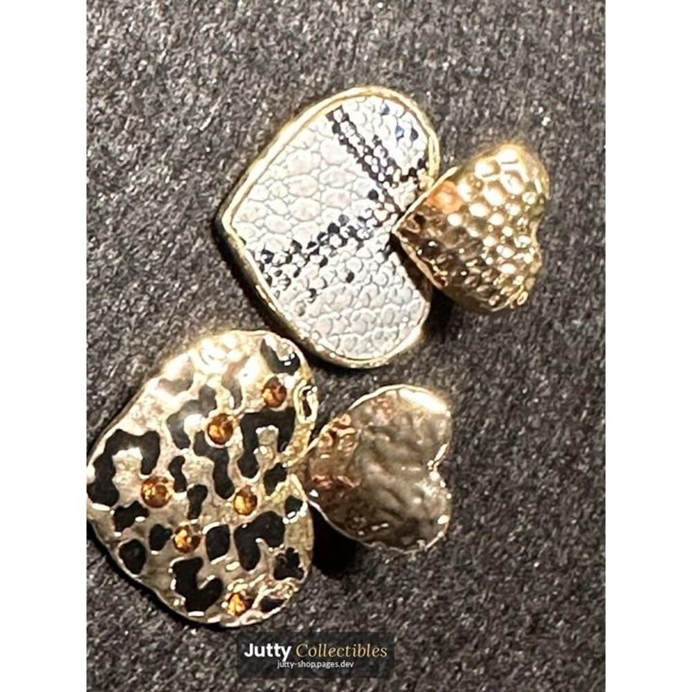 hammered dome leopard print round drop earrings nwt